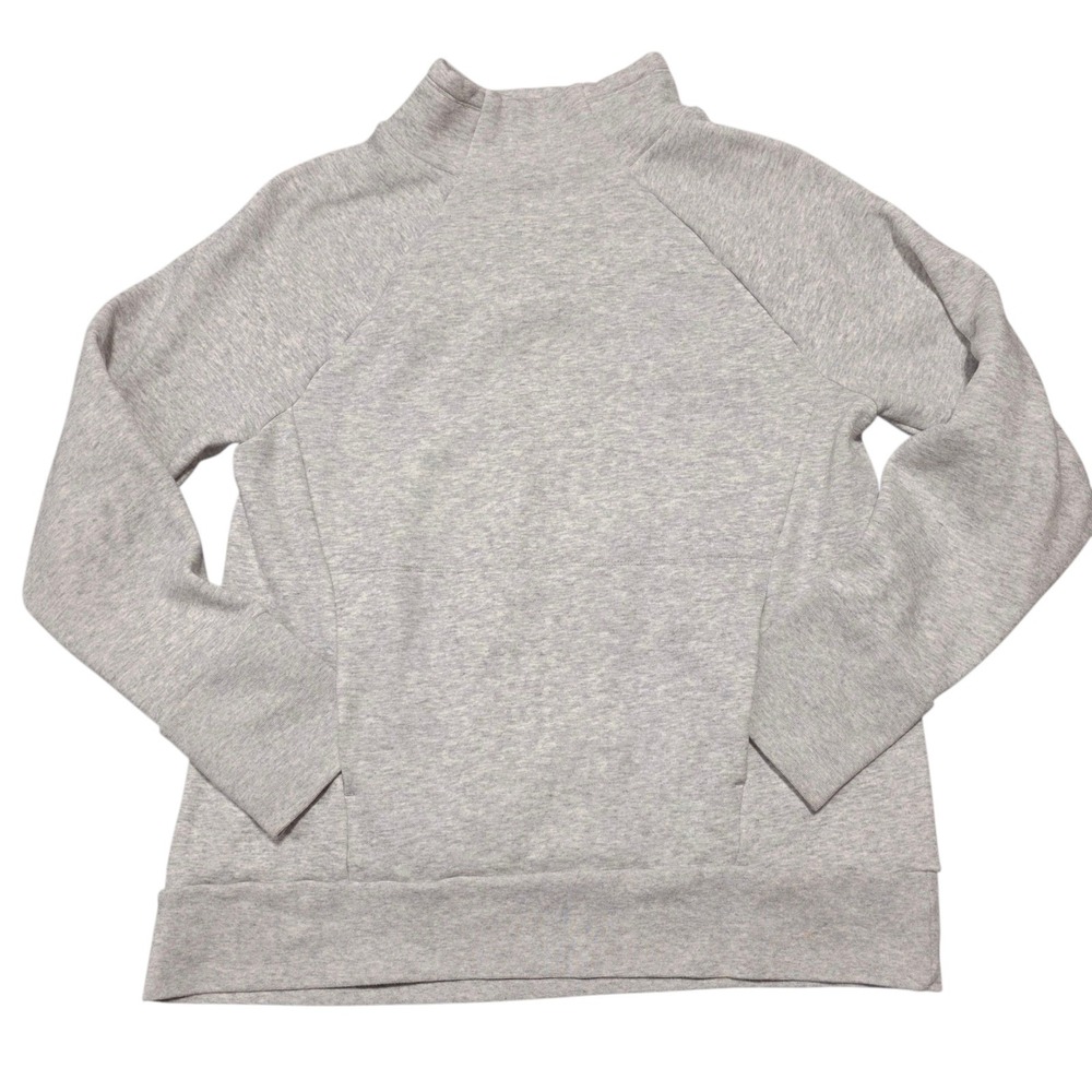 Fabletics Pullover Sweatshirt Women M Light Gray Heather Mock Neck Thumbholes